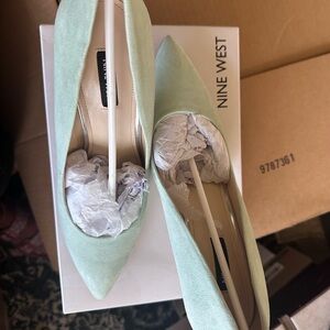 Nine West Women's Mint Green Suede Pumps